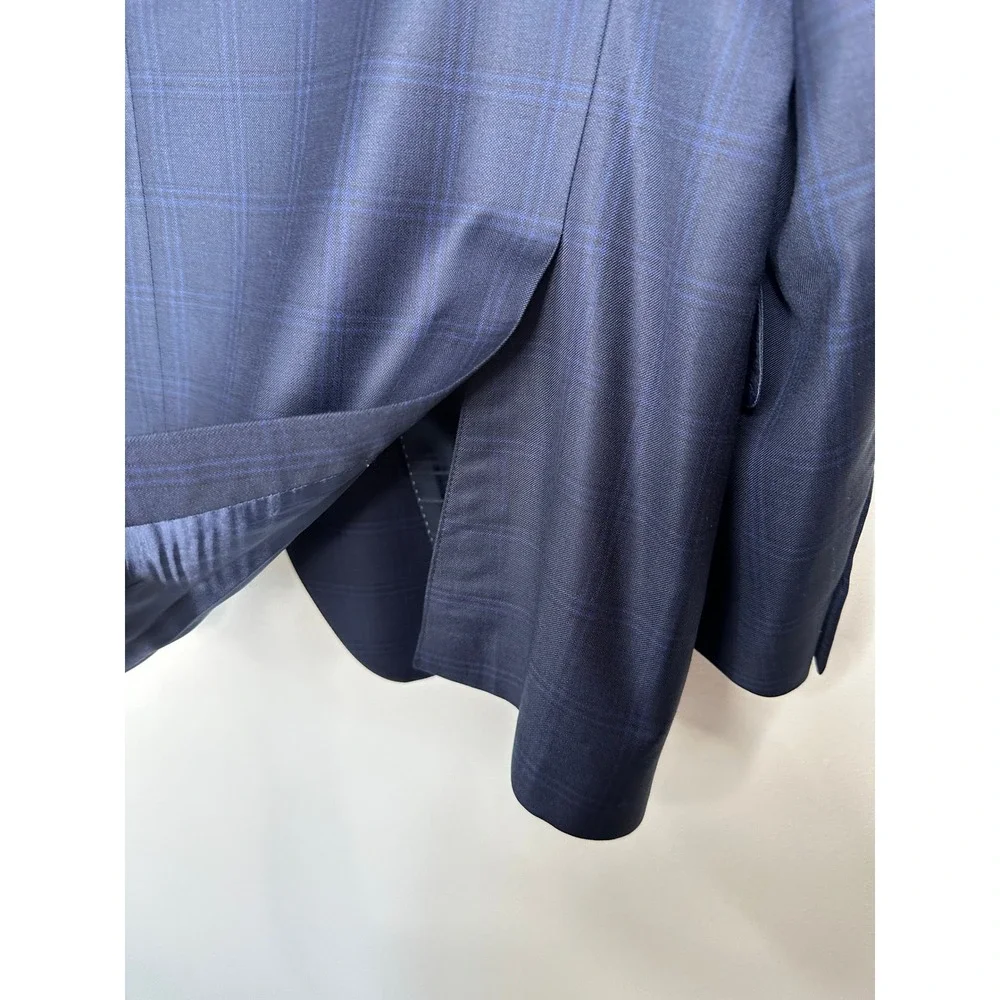 Peter Millar Sport Coat 46R Blue Plaid Pure Virgin Wool 2-Button Blazer Canada